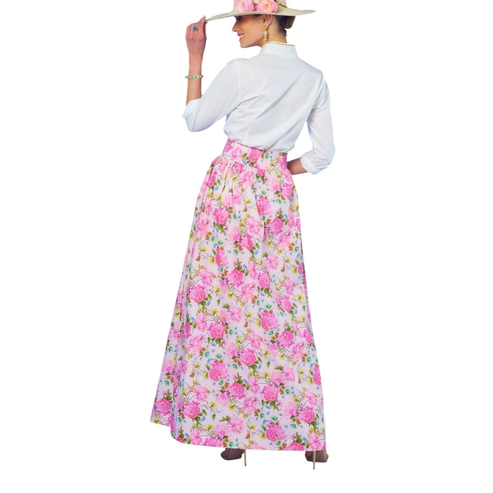 Nicoblu New Alexandra Long Full Maxi Skirt Xl English Roses Floral Print Party — image 5 of 8